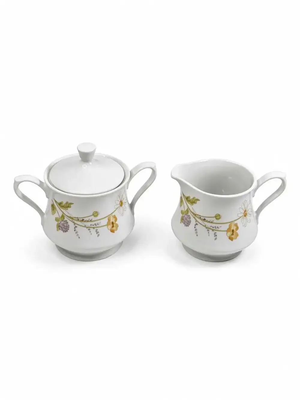 Vintage Mikasa Heather L5005 Fine China Sugar Bowl and Creamer Set, Gold Floral